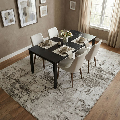Distressed Matta, Halkfri Tvättbar Tunn Matta med Blekt Abstrakt Mönster, Låg Lugg Matta för Vardagsrum, Sovrum, Entré, Vikbar Lättskött Dekor, Subtil Vintageinspirerad Modern Golvbeläggning